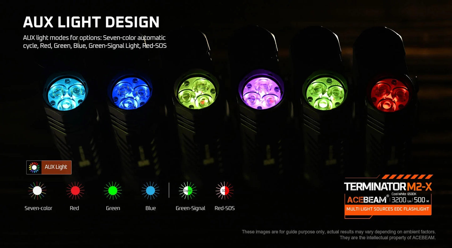 New AceBeam Terminator M2-X (6500K) USB Charge 3200 Lumens LED Flashlight Torch