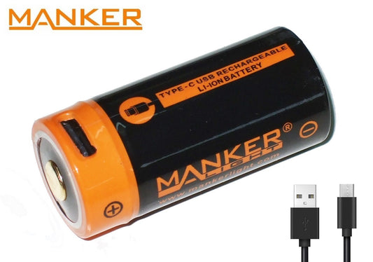 New Manker 18350 (1100mAh) 3.7V USB Protected Button Top Rechargeable Battery