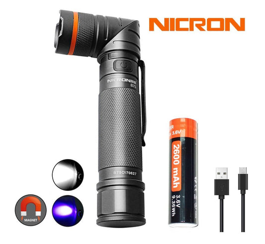 New Nicron B75 USB Charge 1000 Lumens 395nm UV LED Flashlight Torch
