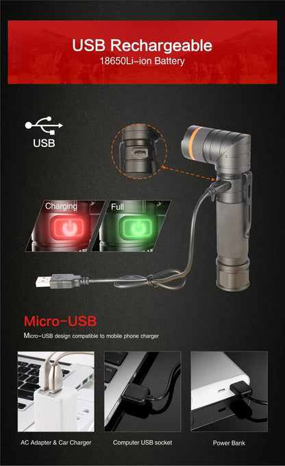 New Nicron B75 USB Charge 1000 Lumens 395nm UV LED Flashlight Torch