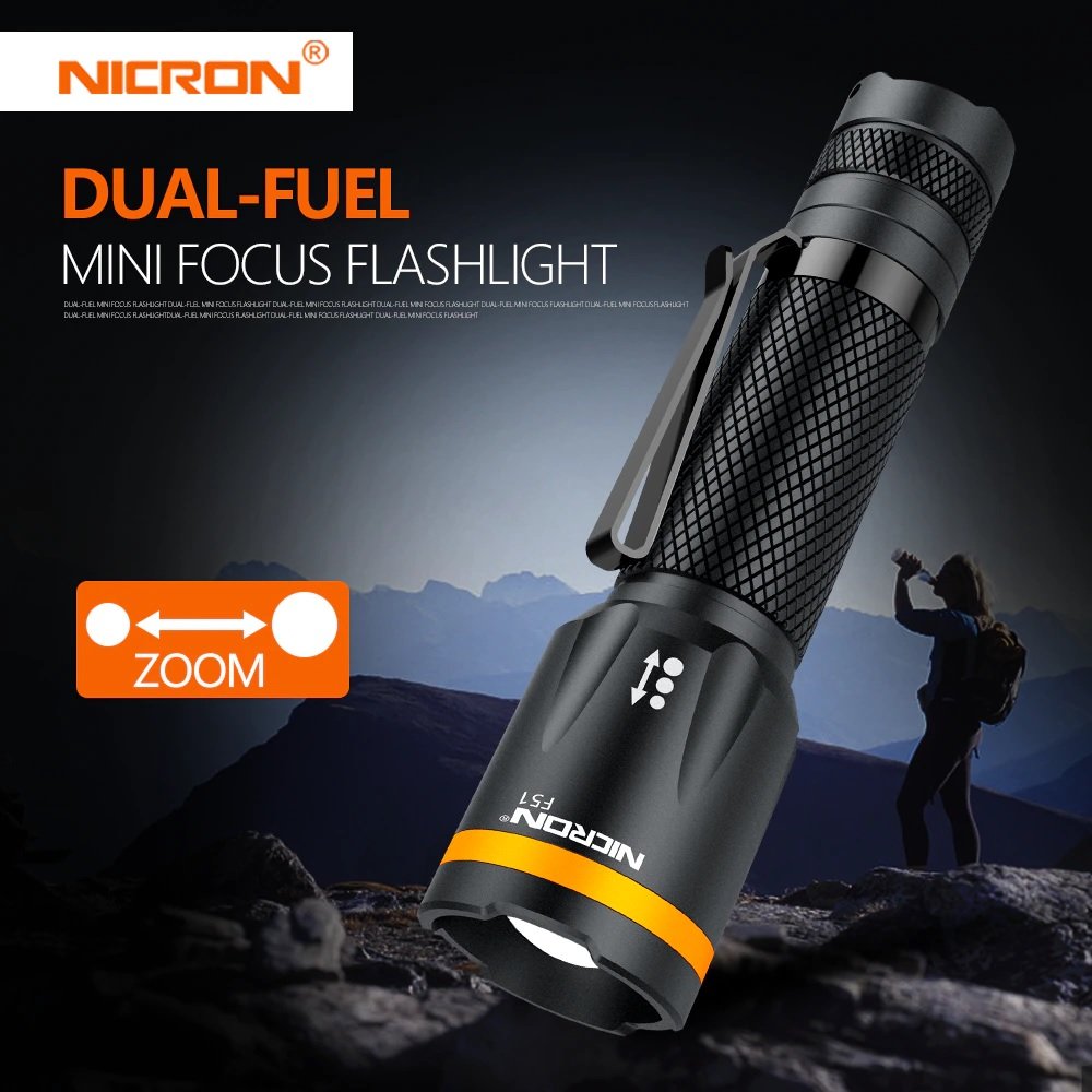 New Nicron F51 V2.0 600 Lumens LED Zoomable Flashlight Torch ( NO Battery )