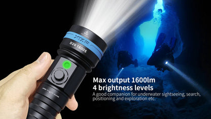 New XTAR D26 1600S 1600 Lumens 100m LED Diving Flashlight Torch