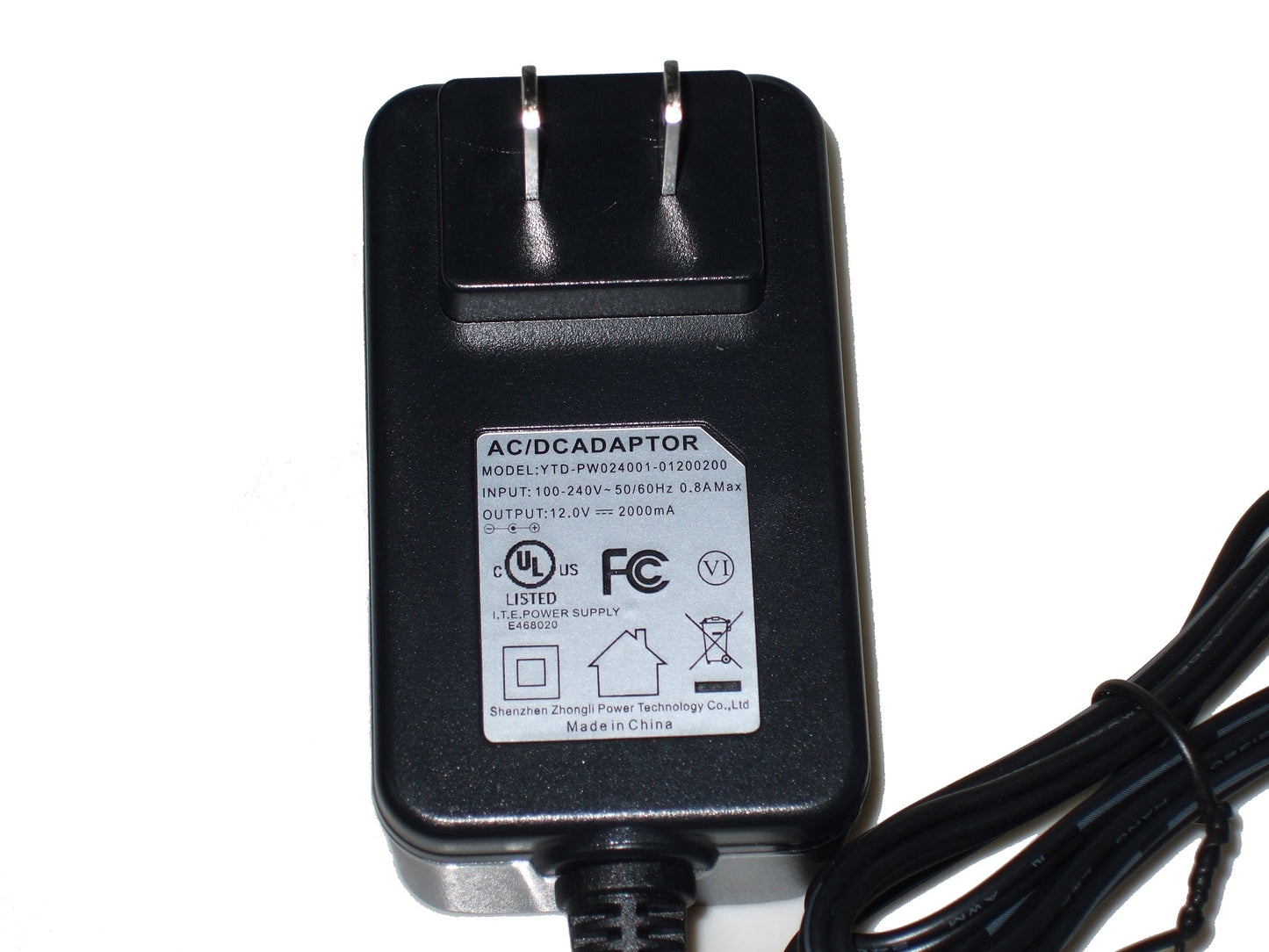 New 12V 2A 2000mA AC Adapter Power Supply Charger Adapter ( 100V-240V )