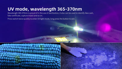 New XTAR T1-UV USB Charge 500 Lumens 365nm UV LED Flashlight Torch