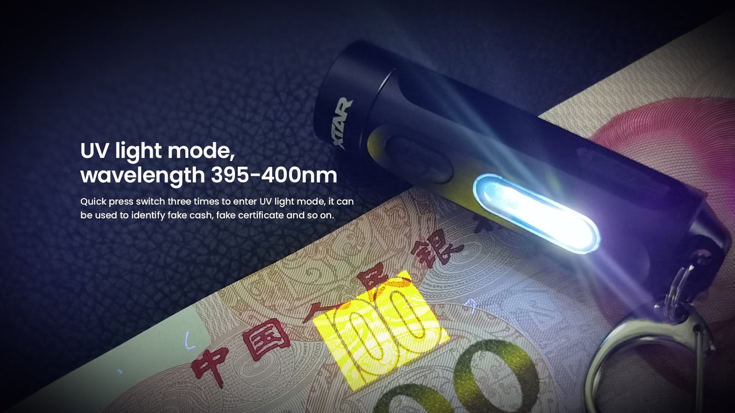 New XTAR T1 USB Charge 500 Lumens 395nm UV LED Flashlight Torch
