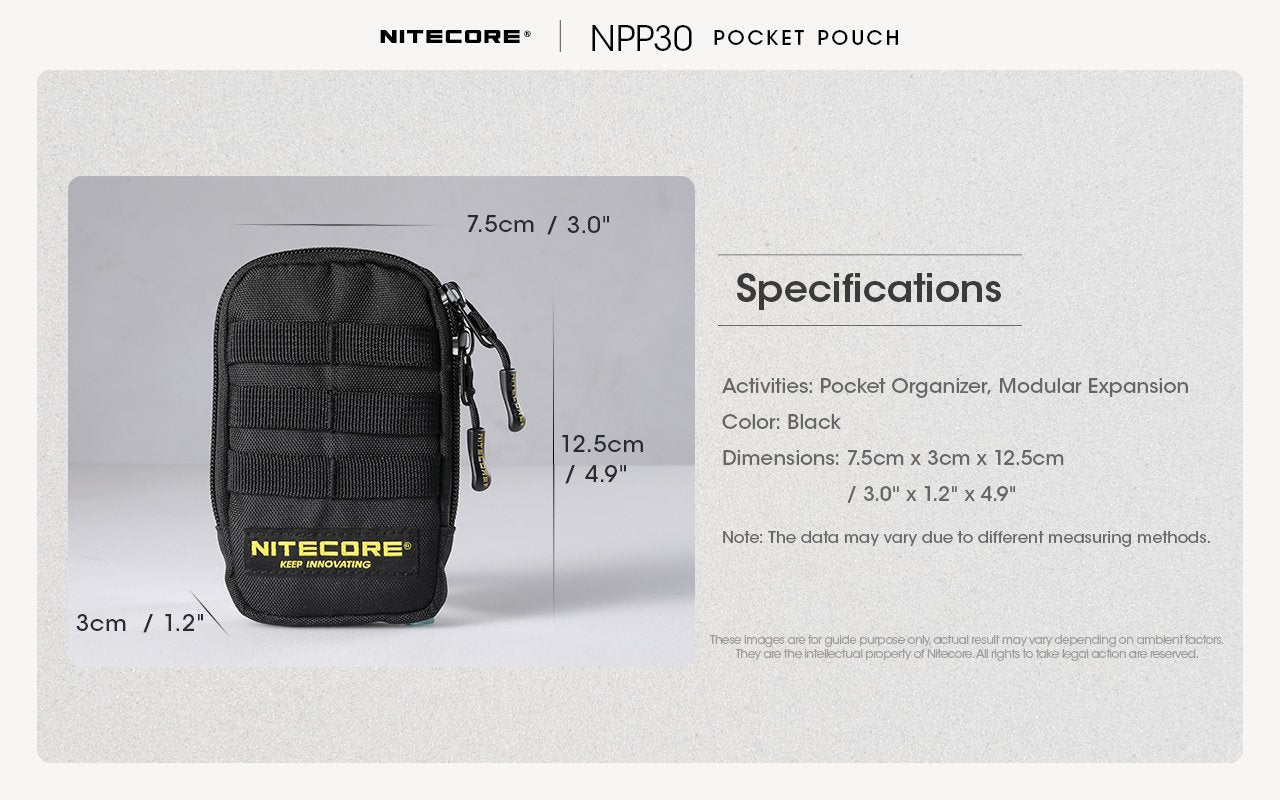 New Nitecore NPP30 Pocket Pouch Water Resistant Polyester Fabric Bag