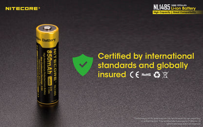 New Nitecore NL1485 14500 850mAh 3.7V Protected Button Top Rechargeable Battery