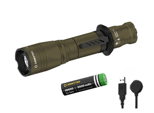 New Armytek Dobermann Pro Olive (Warm) Magnet USB 1400 Lms LED Flashlight Torch