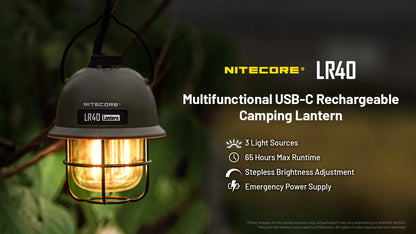 New Nitecore LR40 ( Green ) USB Charge 100 Lumens Camping Light
