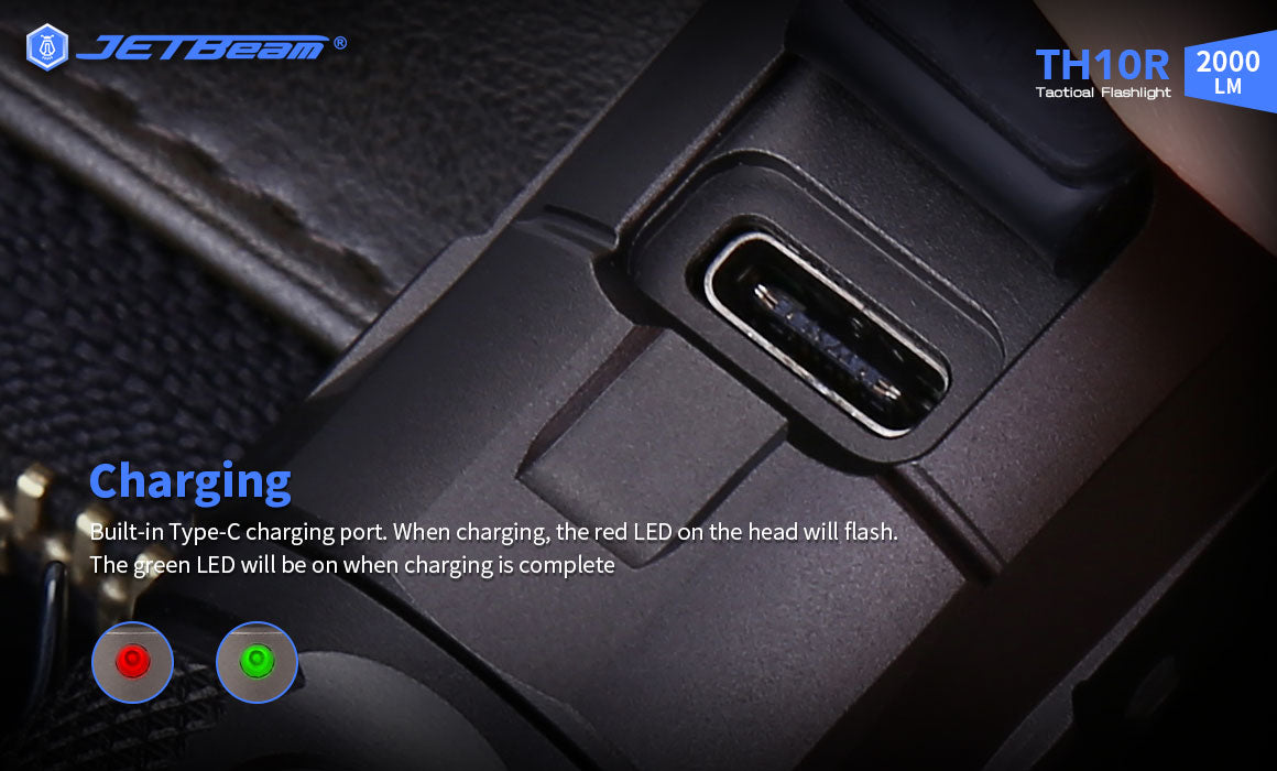 New Jetbeam TH10R USB Charge 2000 Lumens LED Flashlight Torch (NO Battery)