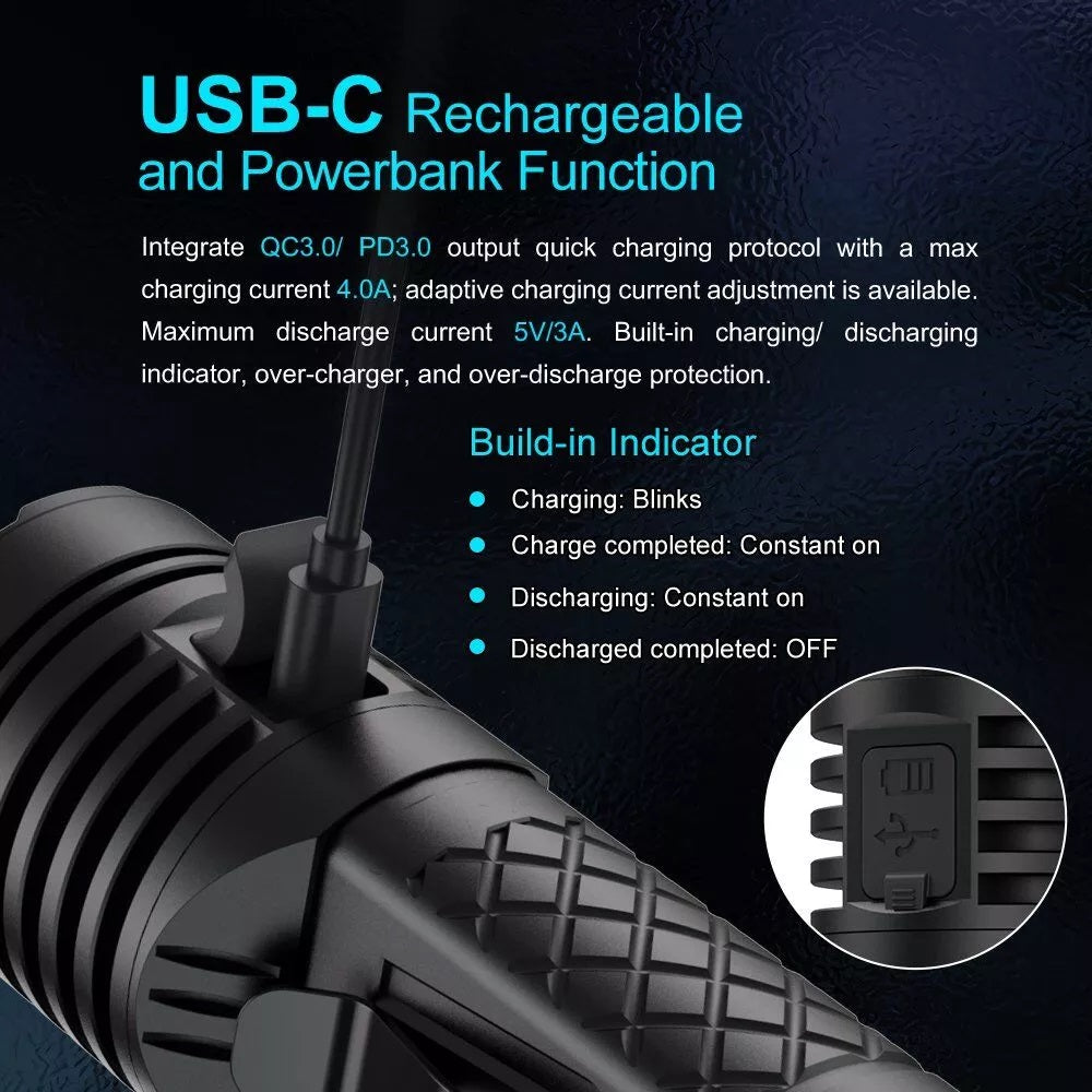 New Lumintop Rattlesnake USB Charge 16000 Lumens Flashlight Torch