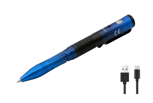 New Fenix T6 Blue USB Charge Tactical Pen Flashlight Pen