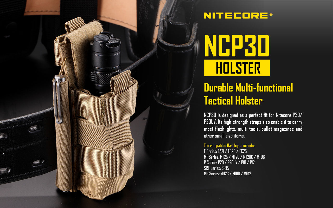 New Nitecore NCP30 ( Khaki ) Flashlight Torch Holster