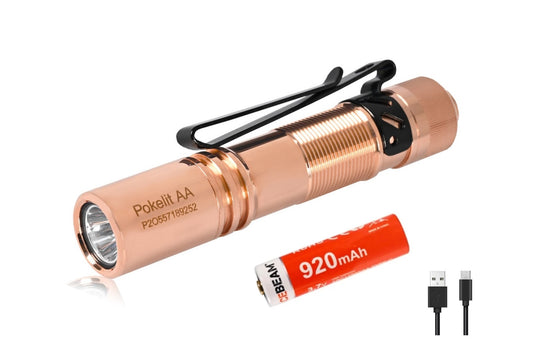 New AceBeam Pokelit AA CU Copper USB Charge 550 Lumens LED Flashlight Torch