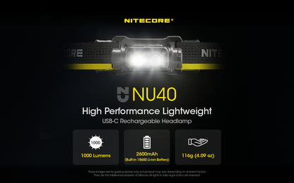 New Nitecore NU40 USB Charge 1000 Lumens LED Headlight Headlamp