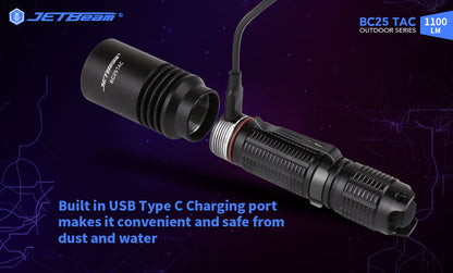 New Jetbeam BC25 TAC USB Charge 1100 Lumens LED Flashlight Torch