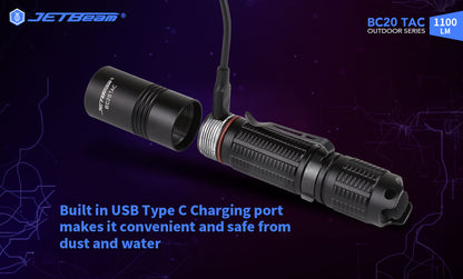 New Jetbeam BC20 TAC USB Charge 1100 Lumens LED Flashlight Torch