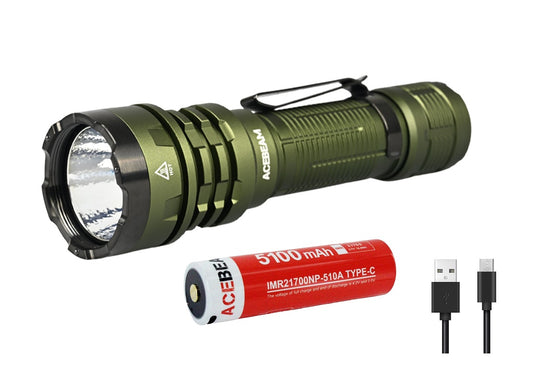 New AceBeam DEFENDER P17 Green USB Charge 4900 Lumens LED Flashlight Torch