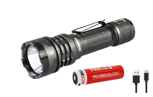 New AceBeam DEFENDER P17 Gray USB Charge 4900 Lumens LED Flashlight Torch