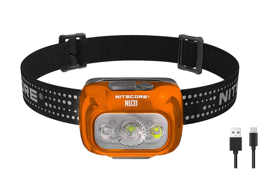 New Nitecore NU31 Orange USB Charge 550 Lumens LED Headlight Headlamp