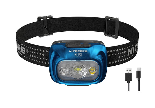 New Nitecore NU31 Blue USB Charge 550 Lumens LED Headlight Headlamp