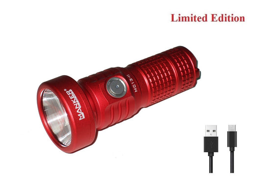New Manker MC13 II Red Limited USB Charge 4500 Lumens Flashlight ( NO Battery )