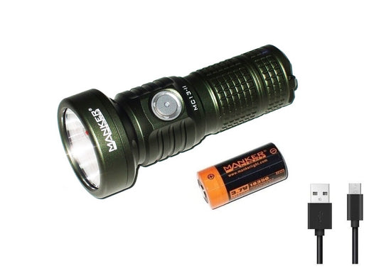 New Manker MC13 II Green USB Charge 2000 Lumens LED Flashlight Torch