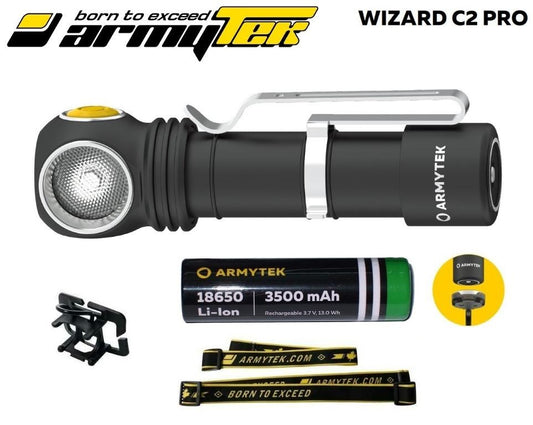New Armytek Wizard C2 Pro ( White ) USB Charge 2500 Lumens Headlight Headlamp