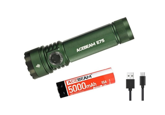 New AceBeam E75 Green ( 6500K ) USB Charge 4500 Lumens LED Flashlight Torch