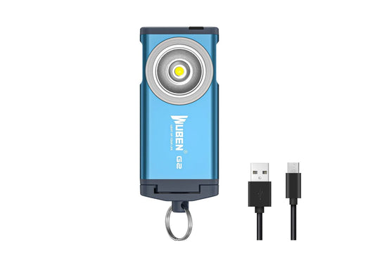 New Wuben G2 Blue USB Charge 500 Lumens KeyChain Light LED Flashlight Torch