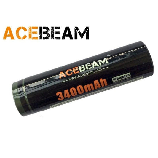 New AceBeam 18650 3400mAh 3.6V Protected Button Top Rechargeable Battery Cell
