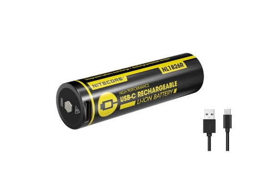 New Nitecore NL1826R 18650 2600mAh USB-C 3.7V Li-ion Rechargeable Battery