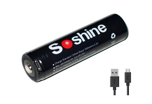 New Soshine 18650 3600mAh USB Charge 3.7V Rechargeable Battery Cell
