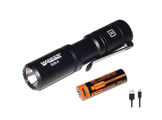 New Manker E05 II AL Black (CW) USB Charge 1300 Lumens LED Flashlight Torch