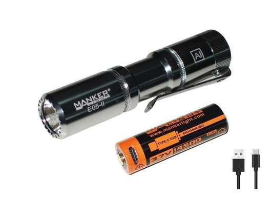 New Manker E05 II AL Silver (CW) USB Charge 1300 Lumens LED Flashlight Torch