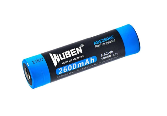 New Wuben 18650 2600mAh 3.7V Protected Rechargeable Battery Cell