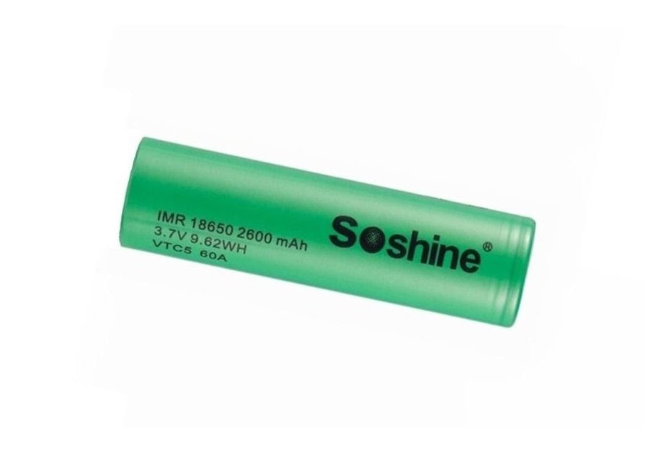 New Soshine 18650 2600mAh 3.7V ( 60A ) Flat Top Rechargeable Battery Cell