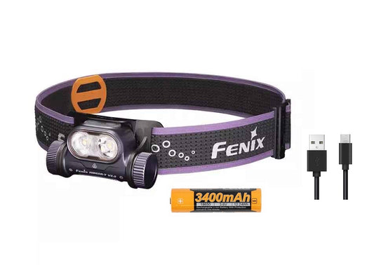 New Fenix HM65R-T V2.0 Dark Purple USB Charge 1600 Lumens LED Headlight Headlamp