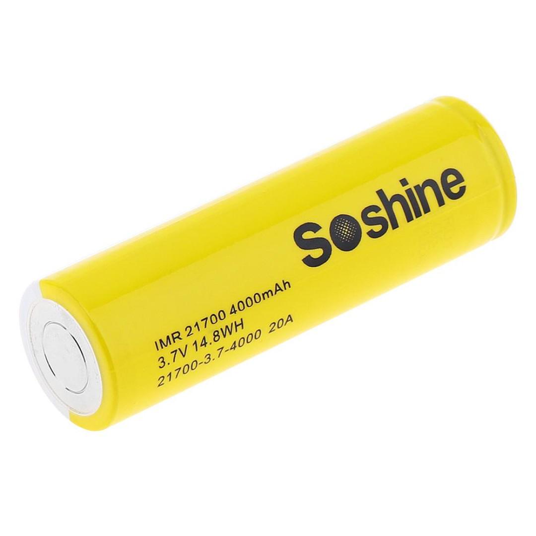 New Soshine 21700 4000mAh 3.7V 20A High Drain Flat Top Rechargeable Battery