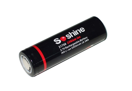 New Soshine 21700 5000mAh 15A 3.7V High Drain Flat Top Rechargeable Battery