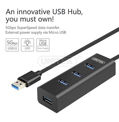 New Unitek Y-3089 USB 3.0 4 Port USB Hub
