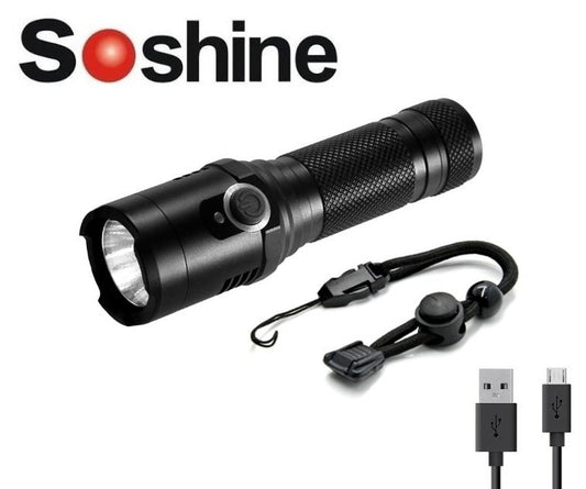 New Soshine TC18 USB Charge 1100 Lumens LED Flashlight Torch