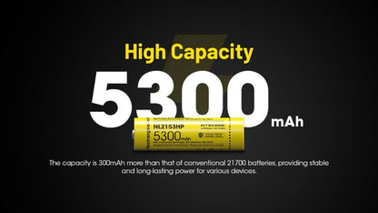 New Nitecore NL2153HP 21700 5300mA 20A 3.6V Protected Rechargeable Battery