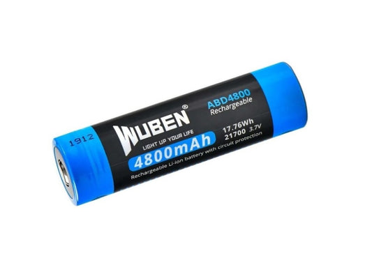 New Wuben 21700 4800mAh 3.7V Protected Button Top Rechargeable Battery Cell