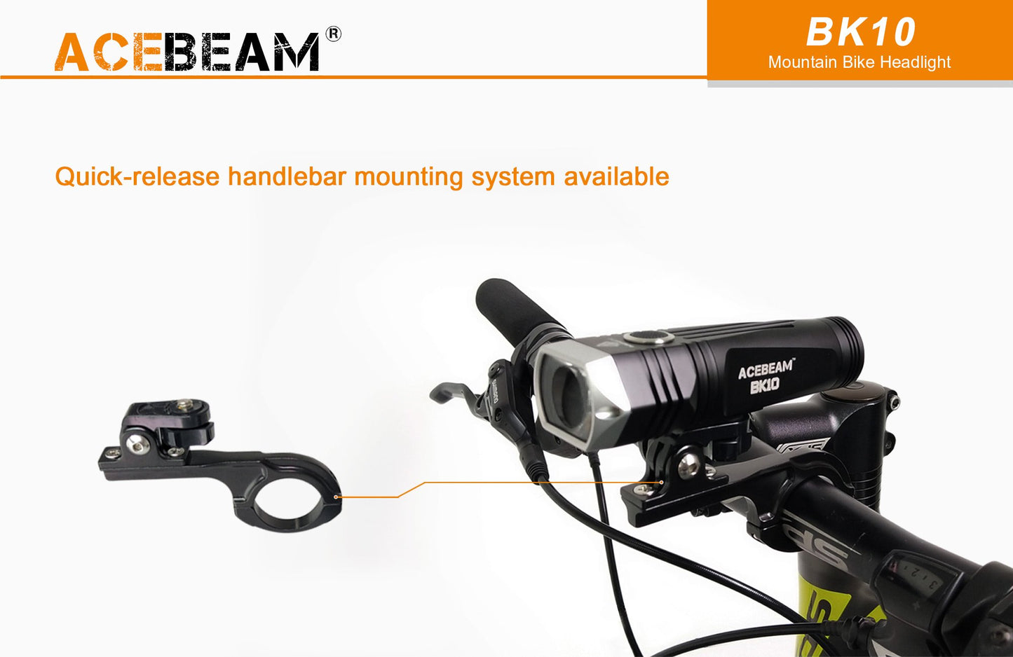 New Acebeam BK10 USB Charge 2000 Lumens LED Bike Bicycle Light