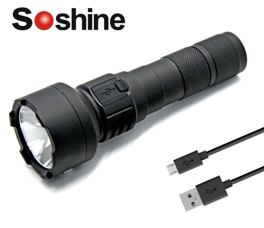New Soshine TC15 USB Charge 1100 Lumens LED Flashlight Torch