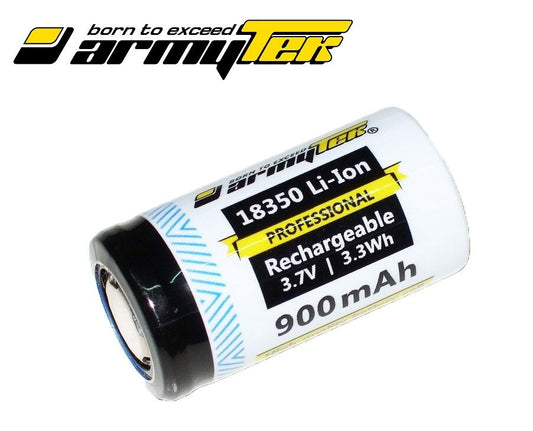 New Armytek 18350 900mAh 3.7V Flat Top Cell Rechargeable Battery