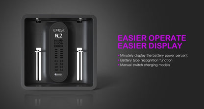 New Efest iMate R2 QC 3.0 2 Bay LED USB Battery Charger