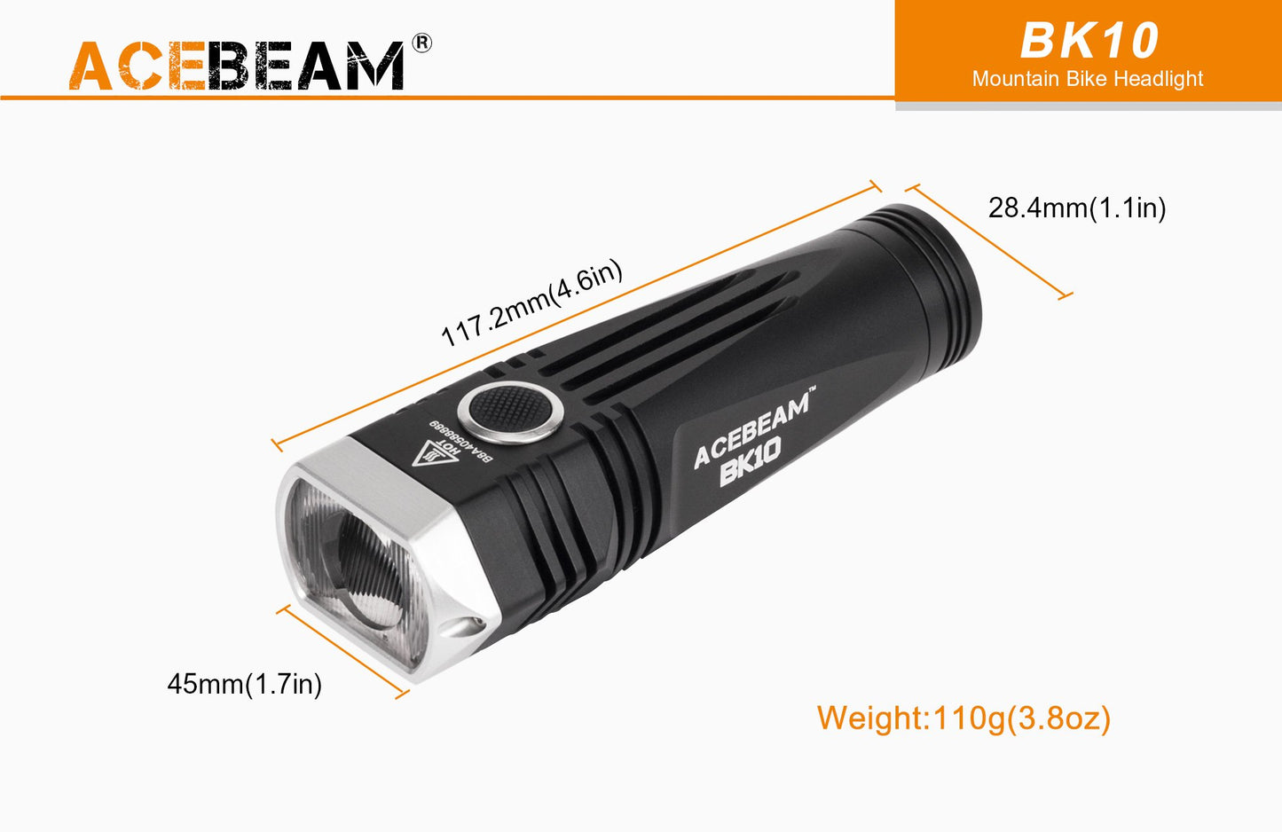 New Acebeam BK10 USB Charge 2000 Lumens LED Bike Bicycle Light