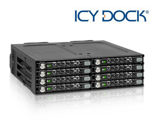 New ICY Dock MB998SK-B 8 Bay 2.5" SATA SSD HDD Mobile Rack with Key Lock